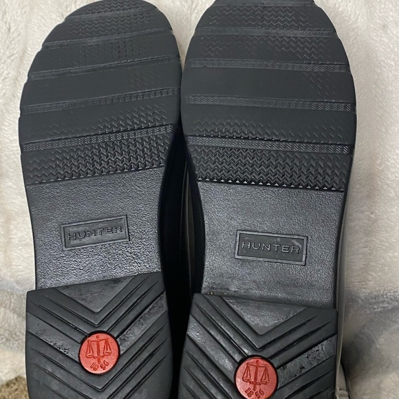 Hunter Wellies Flat Black Rain Boots adjustable strap at top size 9 With Box - Picture 5 of 10